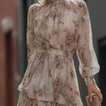 High Neck Tiered Floral Maxi Dress