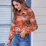 Nadorine Button Down Shirts Dressy Floral Printed Blouse
