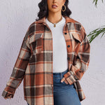 Nadorine Women's Plus Size Flannel Plaid Shacket