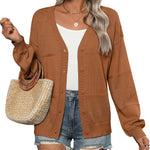 Nadorine Cardigan Long Sleeve Crochet Shrug Soft Knit Sweater
