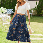 Nadorine Maxi Skirts Boho Pleated A-Line Flowy Swing Skirt