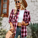 Nadorine Plaid Button Front Curved Hem Shacket for Women Casual Loose Business Casual 2026 | Under $40