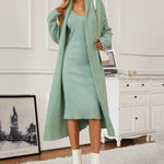 Nadorine Women's Casual Knitted Cardigan And Sweater Dress Two-Piece Set