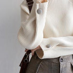 Simple Loose Solid Color High-Neck Sweater