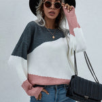Drop Shoulders Color Block Sweater