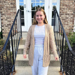Nadorine Women's Oversized Cardigan Cable Knit V Neck Sweater