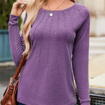 Nadorine Women Long Sleeve Shirts Casual Pleated Tunic Blouses