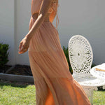 Sleeveless Open Waist Panel Layered Long Swing Dress