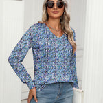 Nadorine Women'S Puff Long Sleeve Shirts Pleated V Neck Tunic Tops