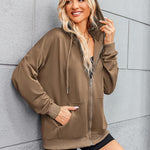 Nadorine Lightweight Hoodies Full Zip Up Oversized Sweatshirts