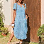 Nadorine Maxi Dress with Pockets Short Sleeve Sundress
