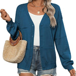 Nadorine Cardigan Long Sleeve Crochet Shrug Soft Knit Sweater