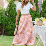 Nadorine Maxi Skirts Boho Pleated A-Line Flowy Swing Skirt