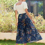 Nadorine Maxi Skirts Boho Pleated A-Line Flowy Swing Skirt