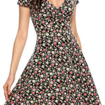 Nadorine A-line dress V-neck floral dress elegant summer dresses (DE Only)
