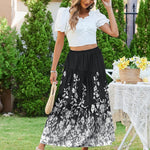 Nadorine Maxi Skirts Boho Pleated A-Line Flowy Swing Skirt