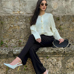 Nadorine Women's Knit Cardigan Long Sleeve Open Front Cropped Jackets