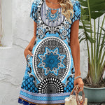 Nadorine Women's Casual A-Line Dresses with Pockets Floral Tshirt Dress
