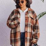 Nadorine Women's Plus Size Flannel Plaid Shacket