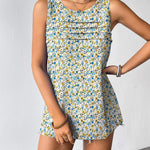 Nadorine Tank Top Blouses Scooped Neck Pleated Front Shirts