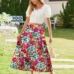 Nadorine Maxi Skirts Boho Pleated A-Line Flowy Swing Skirt