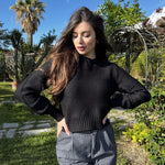 Nadorine Women's Fall Crewneck Cropped Sweater