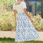 Nadorine Maxi Skirts Boho Pleated A-Line Flowy Swing Skirt