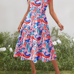Nadorine Casual Ruffle Sleeve V Neck Midi Dress