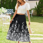 Nadorine Maxi Skirts Boho Pleated A-Line Flowy Swing Skirt
