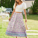 Nadorine Maxi Skirts Boho Pleated A-Line Flowy Swing Skirt
