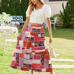 Nadorine Maxi Skirts Boho Pleated A-Line Flowy Swing Skirt