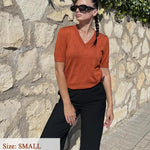 Nadorine Short Sleeve Sweaters Soft Casual V Neck Pullover Tops