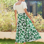 Nadorine Maxi Skirts Boho Pleated A-Line Flowy Swing Skirt
