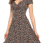 Nadorine A-line dress V-neck floral dress elegant summer dresses (DE Only)