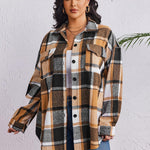 Nadorine Women's Plus Size Flannel Plaid Shacket