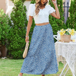 Nadorine Maxi Skirts Boho Pleated A-Line Flowy Swing Skirt