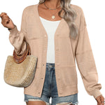 Nadorine Cardigan Long Sleeve Crochet Shrug Soft Knit Sweater