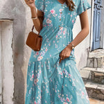 Nadorine Women's Casual Dress Flutter Button Down Tiered Flowy Dress