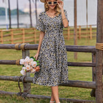 Nadorine Damen Elegant V-Ausschnitt Kleider A Linie Kurzarm Freizeitkleid (DE Only)