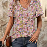 Nadorine Short Sleeve Shirts Dressy Tops with Pleats
