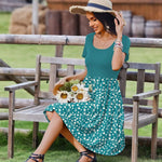 Nadorine Casual Dress Floral Patchwork Dress with Pockets