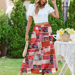 Nadorine Maxi Skirts Boho Pleated A-Line Flowy Swing Skirt