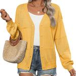 Nadorine Cardigan Long Sleeve Crochet Shrug Soft Knit Sweater