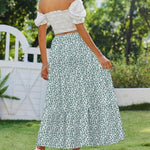 Nadorine Boho Maxi Flowy Elastic A-Line Tiered Floral Skirts