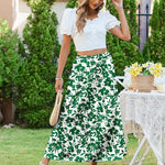 Nadorine Maxi Skirts Boho Pleated A-Line Flowy Swing Skirt
