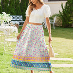 Nadorine Maxi Skirts Boho Pleated A-Line Flowy Swing Skirt