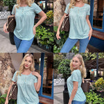 Nadorine Women Tunic Tops Dressy Casual Short Sleeve Floral Shirts