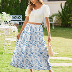 Nadorine Maxi Skirts Boho Pleated A-Line Flowy Swing Skirt