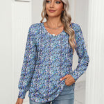 Nadorine Women'S Puff Long Sleeve Shirts Pleated V Neck Tunic Tops