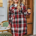 Zeagoo Womens Plus Size Flannel Plaid Button Down Shacket Jacket